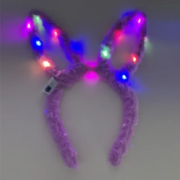 12pcs  Women Girls LED Bunny Ears Hairband Easter Light Up Headbands  Halloween Glow Party Supplies Wedding Festival 5