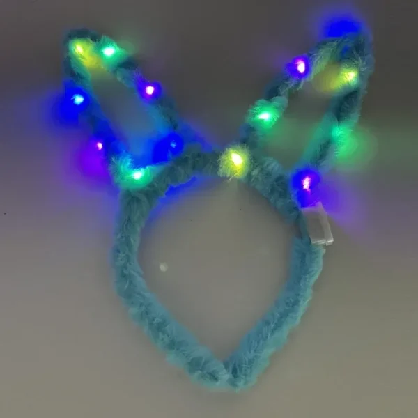 12pcs  Women Girls LED Bunny Ears Hairband Easter Light Up Headbands  Halloween Glow Party Supplies Wedding Festival 6
