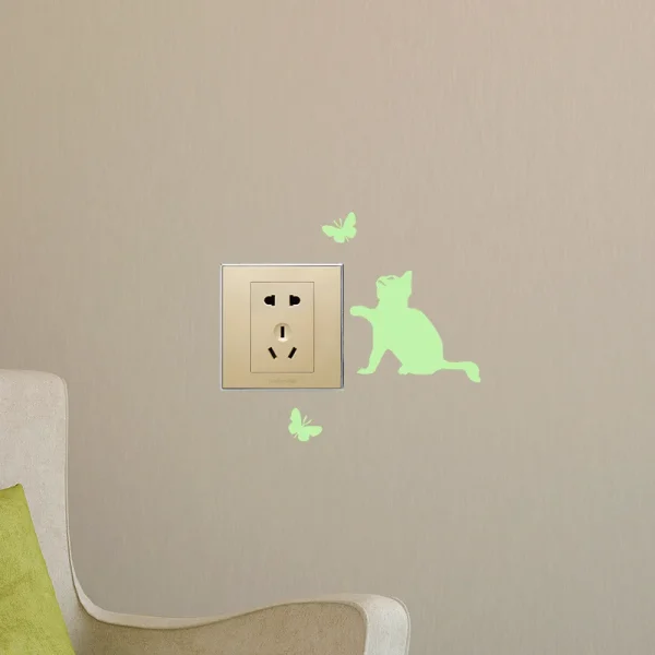 Luminous Switch Stickers Glow In The Dark Decorative Sticker Kids Room Cartoon Cat Dog Fairy Star Pvc Wall Home Decoration 2023 5