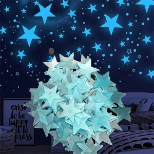 3/100 Pcs Luminous Stars Ceiling Wall Decoration Items Fluorescent Glow In The Dark 3d Stars Moon Wall Stickers  Glow Star 1