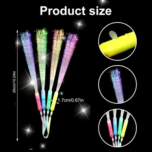 1pc Fiber Optic Wands Glow Wands LED Wand Light Up Fiber Optic Birthday Wedding in Dark Party Concerts Clubs Glow Props 6
