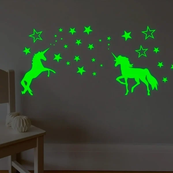 Luminous Wall Stickers Glow In The Dark Stars Unicorns Fluorescent Glow Wall Ceiling for Home Party Kids Room Decorations Decals 4