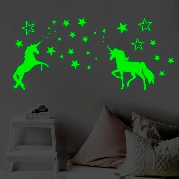 Luminous Wall Stickers Glow In The Dark Stars Unicorns Fluorescent Glow Wall Ceiling for Home Party Kids Room Decorations Decals 5