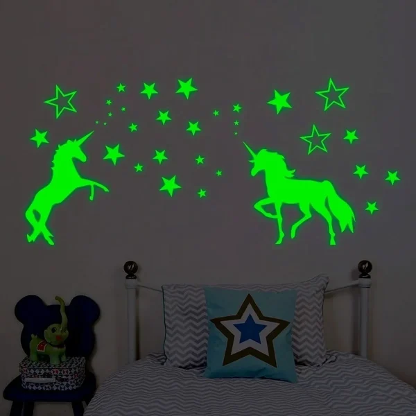 Luminous Wall Stickers Glow In The Dark Stars Unicorns Fluorescent Glow Wall Ceiling for Home Party Kids Room Decorations Decals 6