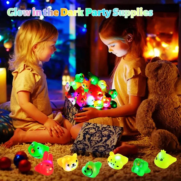 10/30/50 Pcs Glowing Rings LED Light Up Luminous Jelly Rings Party Favor Toys Flash Lights Glow In The Dark Wedding Party Supply 2