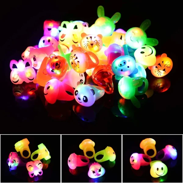 10/30/50 Pcs Glowing Rings LED Light Up Luminous Jelly Rings Party Favor Toys Flash Lights Glow In The Dark Wedding Party Supply 3
