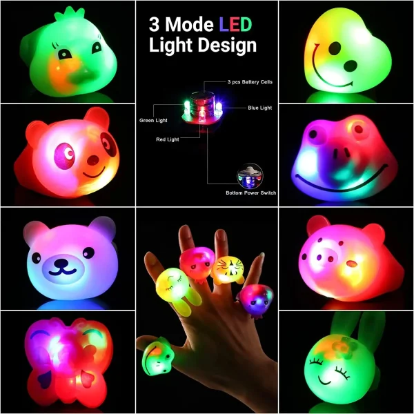 10/30/50 Pcs Glowing Rings LED Light Up Luminous Jelly Rings Party Favor Toys Flash Lights Glow In The Dark Wedding Party Supply 4