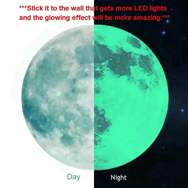 Luminous Stickers At Night Glow In The Dark Wall Stickers Room Decor Glow In The Dark Moon Star for Ceiling Kids' Bedroom Decor 2