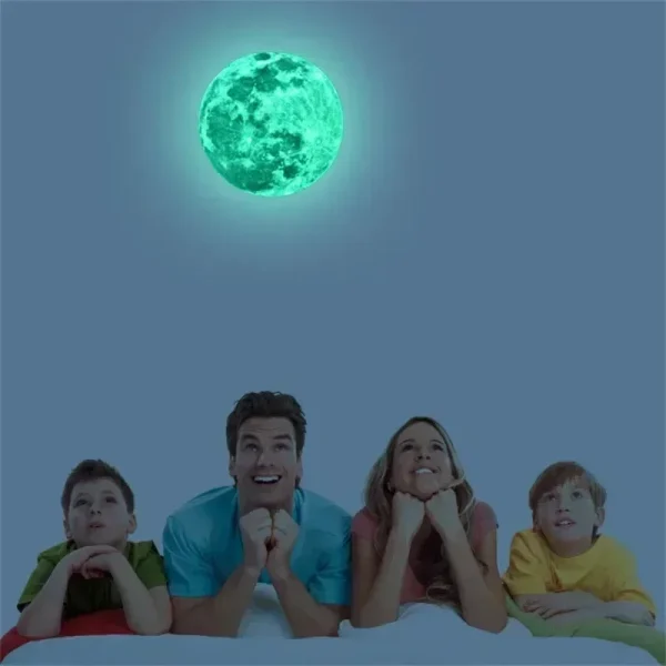 5-40cm Luminous Moon Sticker PVC Waterproof Green Blue Pink Glowing Moon Sticker Home Glow in The Dark Wall Decoration Stickers 2