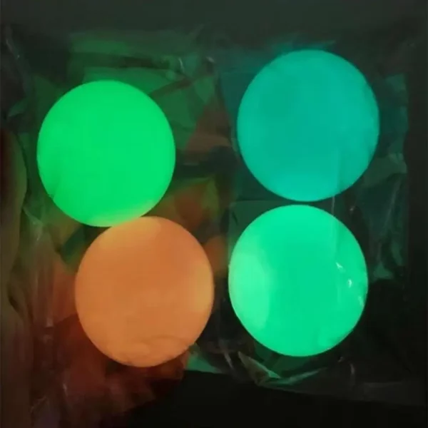 2Pcs Luminous Sticky Ball Glowing Ceiling Ball Throwing Indoor Decompression Parent-Child Sticky Target Ball Kids Sticky Balls 3