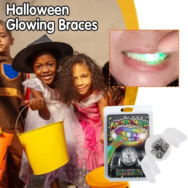 1 Pcs Creative Flashing LED Light Up Mouth Braces Piece Glow Teeth Halloween Party Rave Glow Party Supplies Toy Decompression 4
