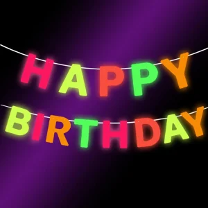 Neon Happy Birthday Banner Blacklight Party Supplies Glow in the Dark Birthday Banner Black Light Reactive UV Party Accessories 1