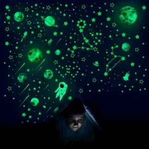 849Pcs Glow in The Dark Stars Wall Stickers Glowing Stars for Ceiling Luminous Planet Spaceship Wall Decals DIY Kids Room Decor 1