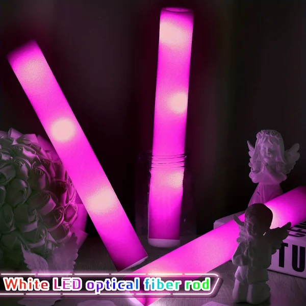30pcs Pink LED Foam Stick Sponge Light Stick Light Up Baton Wands Cheer Tube Glow in The Dark Party Supplies for Raves Concert 4