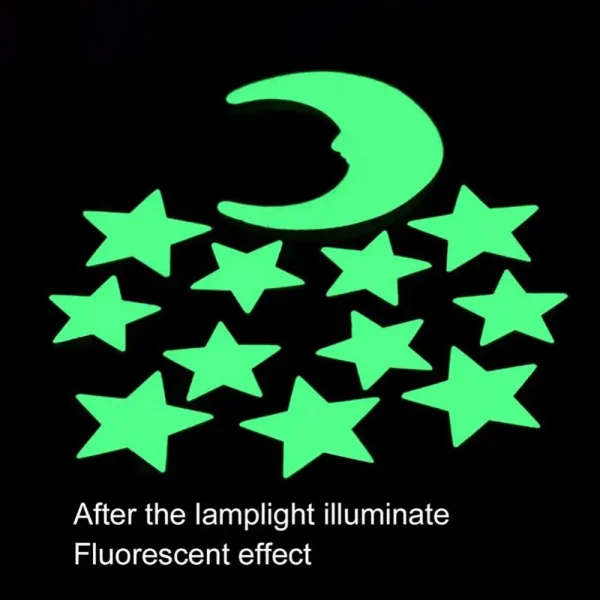 12Pcs Stars Moon Glow In Dark Fluorescent Decal Wall Stickers Kids Baby Rooms Bedroom Home Decor Fluorescent Star Stickers 1