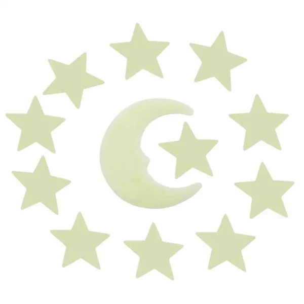 12Pcs Stars Moon Glow In Dark Fluorescent Decal Wall Stickers Kids Baby Rooms Bedroom Home Decor Fluorescent Star Stickers 5