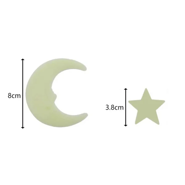 12Pcs Stars Moon Glow In Dark Fluorescent Decal Wall Stickers Kids Baby Rooms Bedroom Home Decor Fluorescent Star Stickers 6