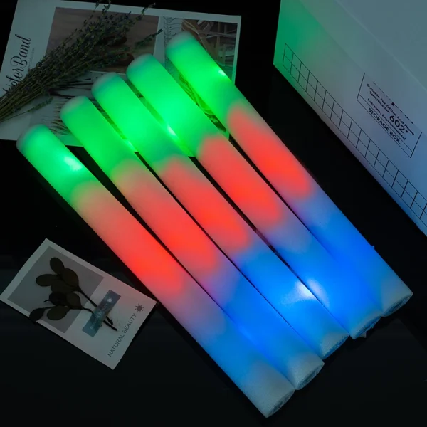 60Pcs Blue LED Glow Bulk Colorful LED Glow Sticks Foam Stick Cheer Tube Dark Light Birthday Wedding Party Supplies 5