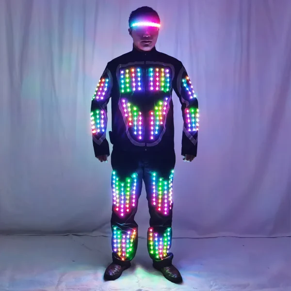Full Color LED Growing Robot Suit Costume Men LED Luminous Flashing Clothing Dance Wear For Night Clubs Party Event Bar Supplies 1