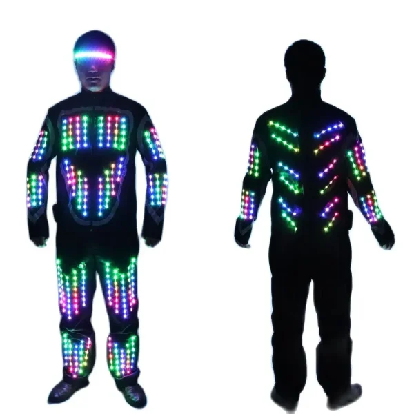 Full Color LED Growing Robot Suit Costume Men LED Luminous Flashing Clothing Dance Wear For Night Clubs Party Event Bar Supplies 2