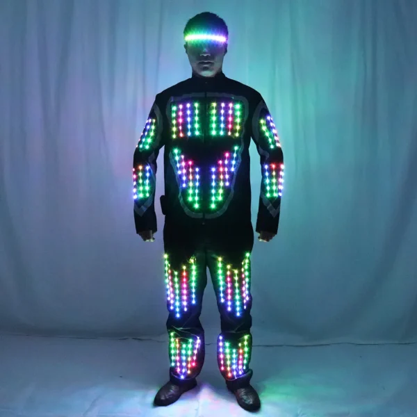 Full Color LED Growing Robot Suit Costume Men LED Luminous Flashing Clothing Dance Wear For Night Clubs Party Event Bar Supplies 4