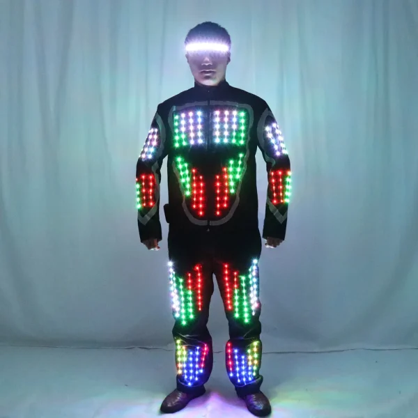 Full Color LED Growing Robot Suit Costume Men LED Luminous Flashing Clothing Dance Wear For Night Clubs Party Event Bar Supplies 5