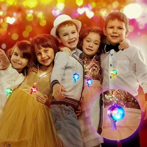 10/30pc LED Light up Whistle Glow Whistles Flashing Noisemaker Whistles Lanyard Necklace Glow in the Dark Wedding Birthday Party 3