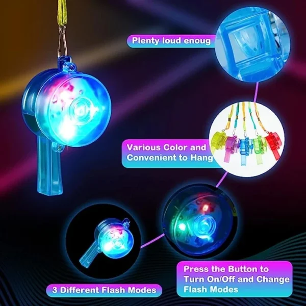 10/30pc LED Light up Whistle Glow Whistles Flashing Noisemaker Whistles Lanyard Necklace Glow in the Dark Wedding Birthday Party 5