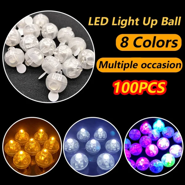 10/20/100Pcs Tumbler Small Round Ball Glow Light Balloon LED Flash Luminous Lamps Lantern Light for Wedding Party Birthday Decor 3