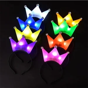 5/10pcs LED Crown Headband Light Up Crown Headbands Princess Crowns Hair Hoop Tiaras Flashing Hairband Wedding Party Supplies 1