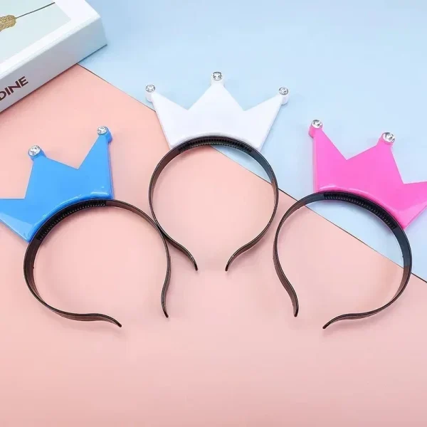 5/10pcs LED Crown Headband Light Up Crown Headbands Princess Crowns Hair Hoop Tiaras Flashing Hairband Wedding Party Supplies 3