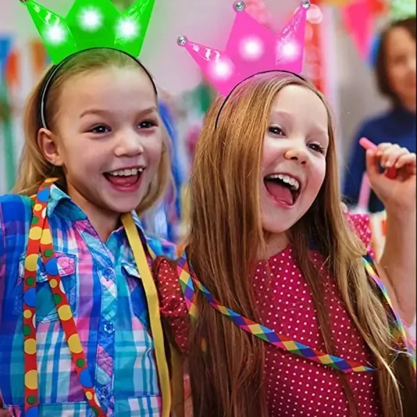 5/10pcs LED Crown Headband Light Up Crown Headbands Princess Crowns Hair Hoop Tiaras Flashing Hairband Wedding Party Supplies 5