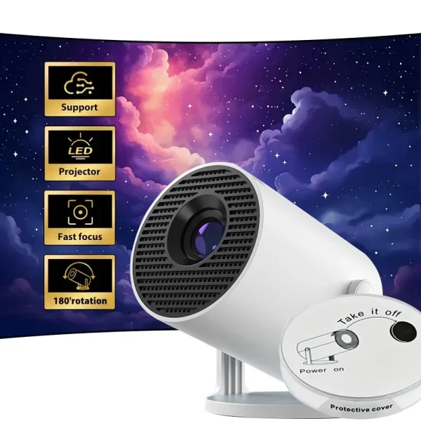 HY300PRO+ Projector Native 1080P 180°Flexible Rotating Projector withAuto Focus and Auto Keystone Correction,Glow Party Supplies 1