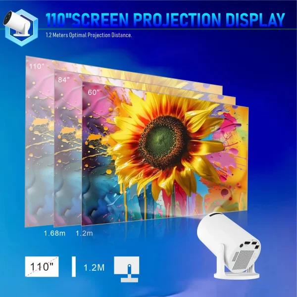 HY300PRO+ Projector Native 1080P 180°Flexible Rotating Projector withAuto Focus and Auto Keystone Correction,Glow Party Supplies 5