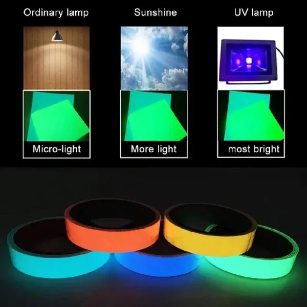 Luminous Fluorescent Tape Self-adhesive Tape Night Vision Glow In Dark Safety Warning Security Stage Home Decoration Tapes 2