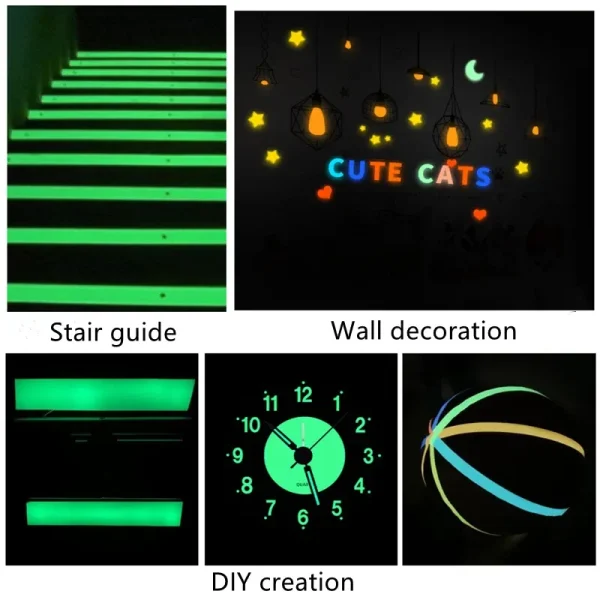 Luminous Fluorescent Tape Self-adhesive Tape Night Vision Glow In Dark Safety Warning Security Stage Home Decoration Tapes 3