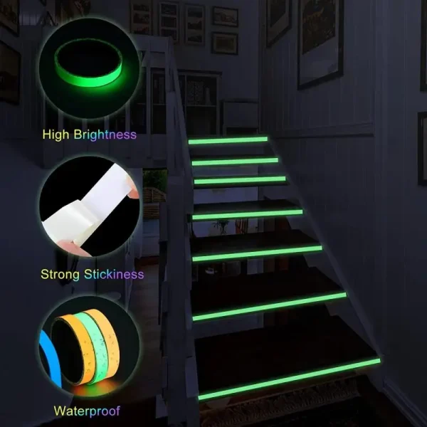 Luminous Fluorescent Tape Self-adhesive Tape Night Vision Glow In Dark Safety Warning Security Stage Home Decoration Tapes 6