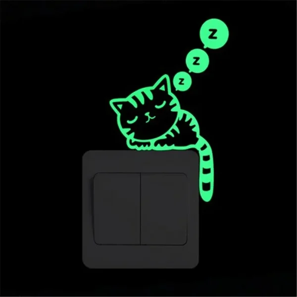 Home Decor White Background Luminous Wall Sticker Cat Star Fairy Carved Luminous Sticker Switch Decorative Sticker Glow Stickers 4