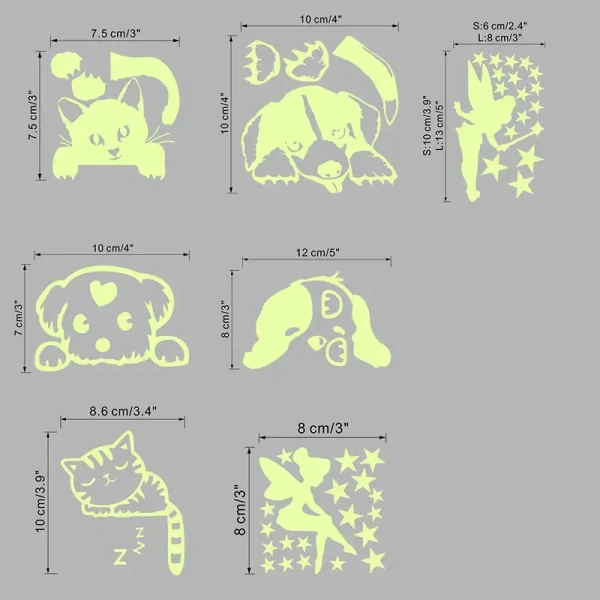 Home Decor White Background Luminous Wall Sticker Cat Star Fairy Carved Luminous Sticker Switch Decorative Sticker Glow Stickers 5