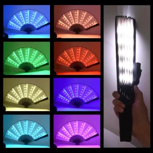Led Glow Folding Fan Light Up Paper Fan Portable Light for Night Performance Dj Bar Club Room Glow in The Dark Party Supplies 1