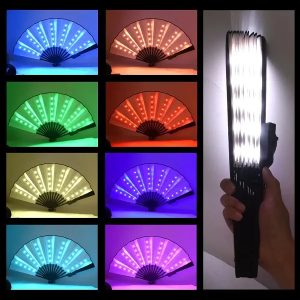 Led Glow Folding Fan Light Up Paper Fan Portable Light for Night Performance Dj Bar Club Room Glow in The Dark Party Supplies 1