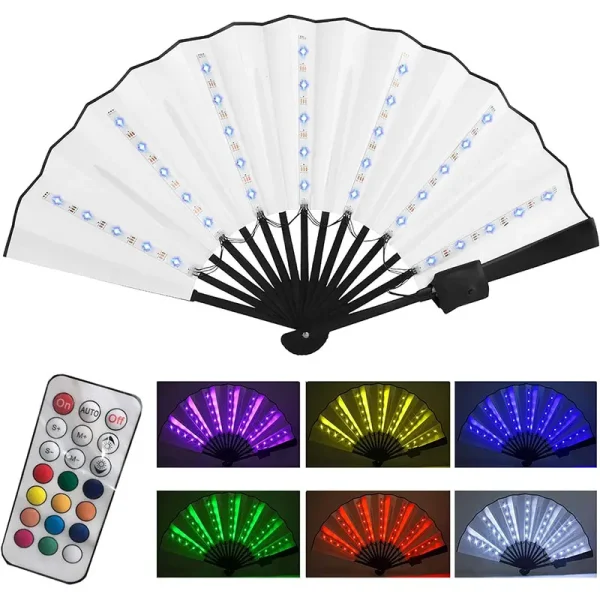 Led Glow Folding Fan Light Up Paper Fan Portable Light for Night Performance Dj Bar Club Room Glow in The Dark Party Supplies 2