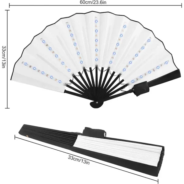 Led Glow Folding Fan Light Up Paper Fan Portable Light for Night Performance Dj Bar Club Room Glow in The Dark Party Supplies 3