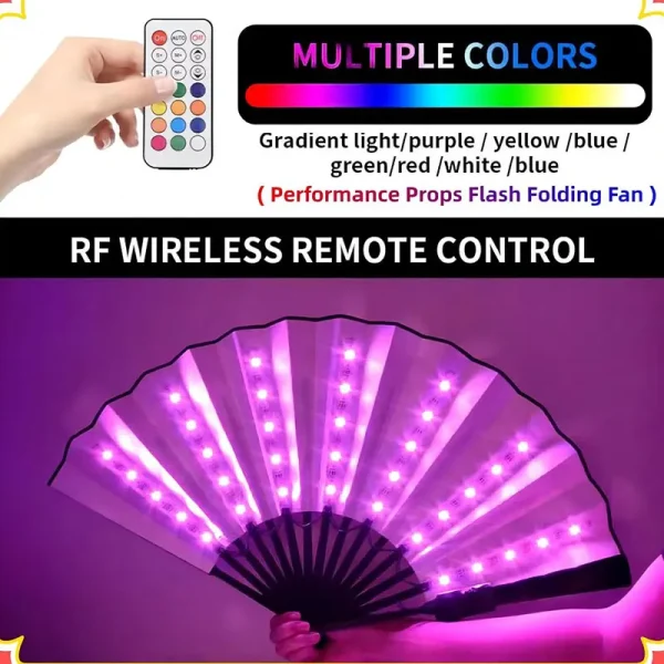Led Glow Folding Fan Light Up Paper Fan Portable Light for Night Performance Dj Bar Club Room Glow in The Dark Party Supplies 4