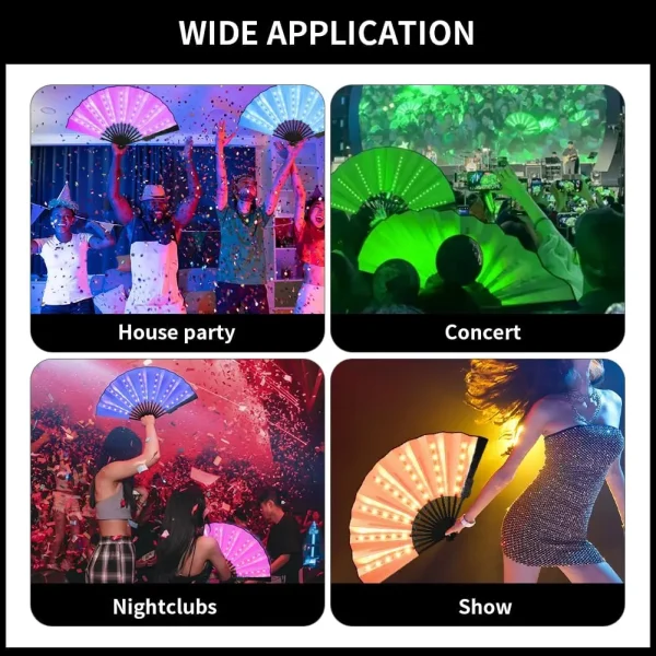 Led Glow Folding Fan Light Up Paper Fan Portable Light for Night Performance Dj Bar Club Room Glow in The Dark Party Supplies 6