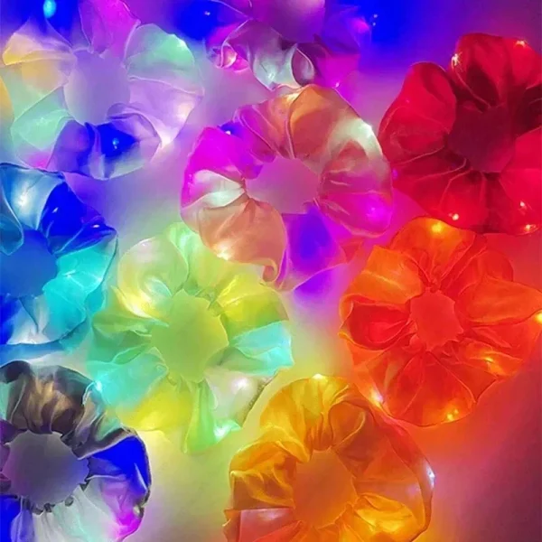 Pretty LED Glow Hair Bands Women Glow Elastic Hair Rope Girls Glow-in-the-Dark Party Supplies Hair Accessories 2