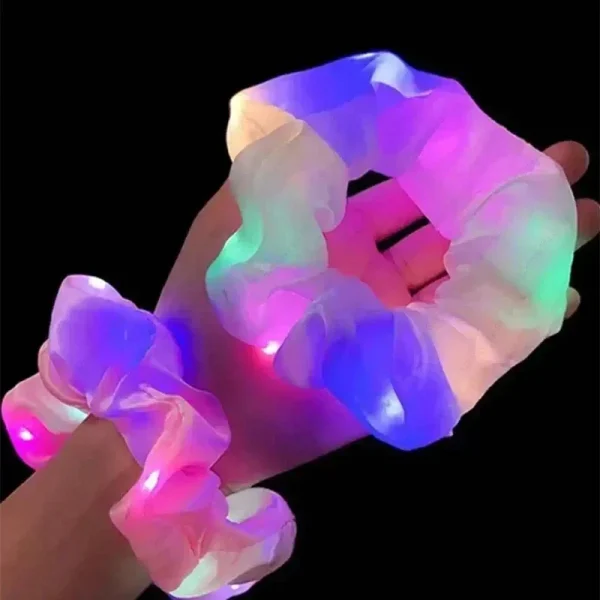 Pretty LED Glow Hair Bands Women Glow Elastic Hair Rope Girls Glow-in-the-Dark Party Supplies Hair Accessories 3
