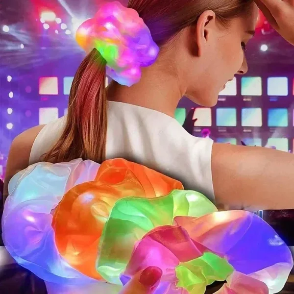 Pretty LED Glow Hair Bands Women Glow Elastic Hair Rope Girls Glow-in-the-Dark Party Supplies Hair Accessories 4