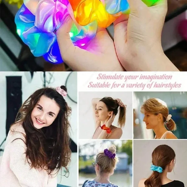 Pretty LED Glow Hair Bands Women Glow Elastic Hair Rope Girls Glow-in-the-Dark Party Supplies Hair Accessories 5