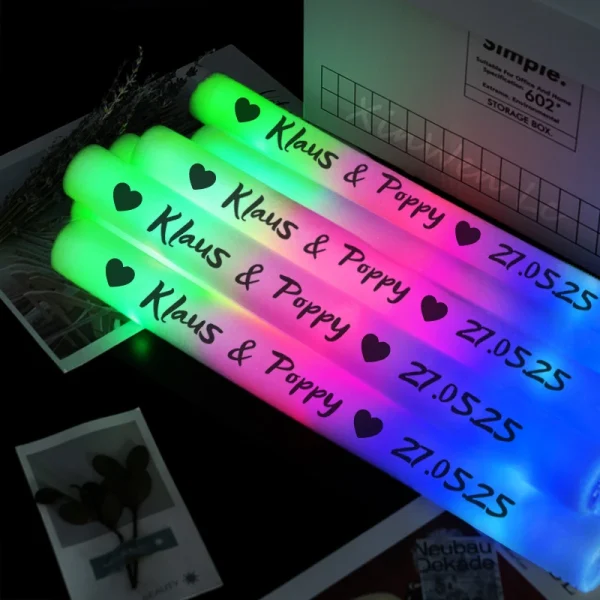 30/40/60/100/120Pcs RGB LED Glow Foam Stick Bulk Colorful LED Glow Sticks  Cheer Tube Dark Light Birthday Wedding Party Supplies 1